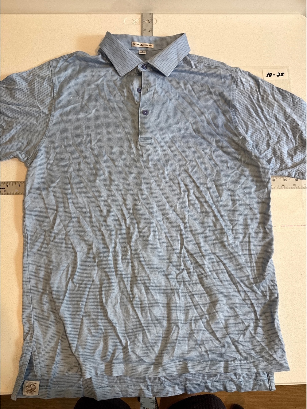 PETER MILLAR BLUE PATTERN POLO SIZE LARGE